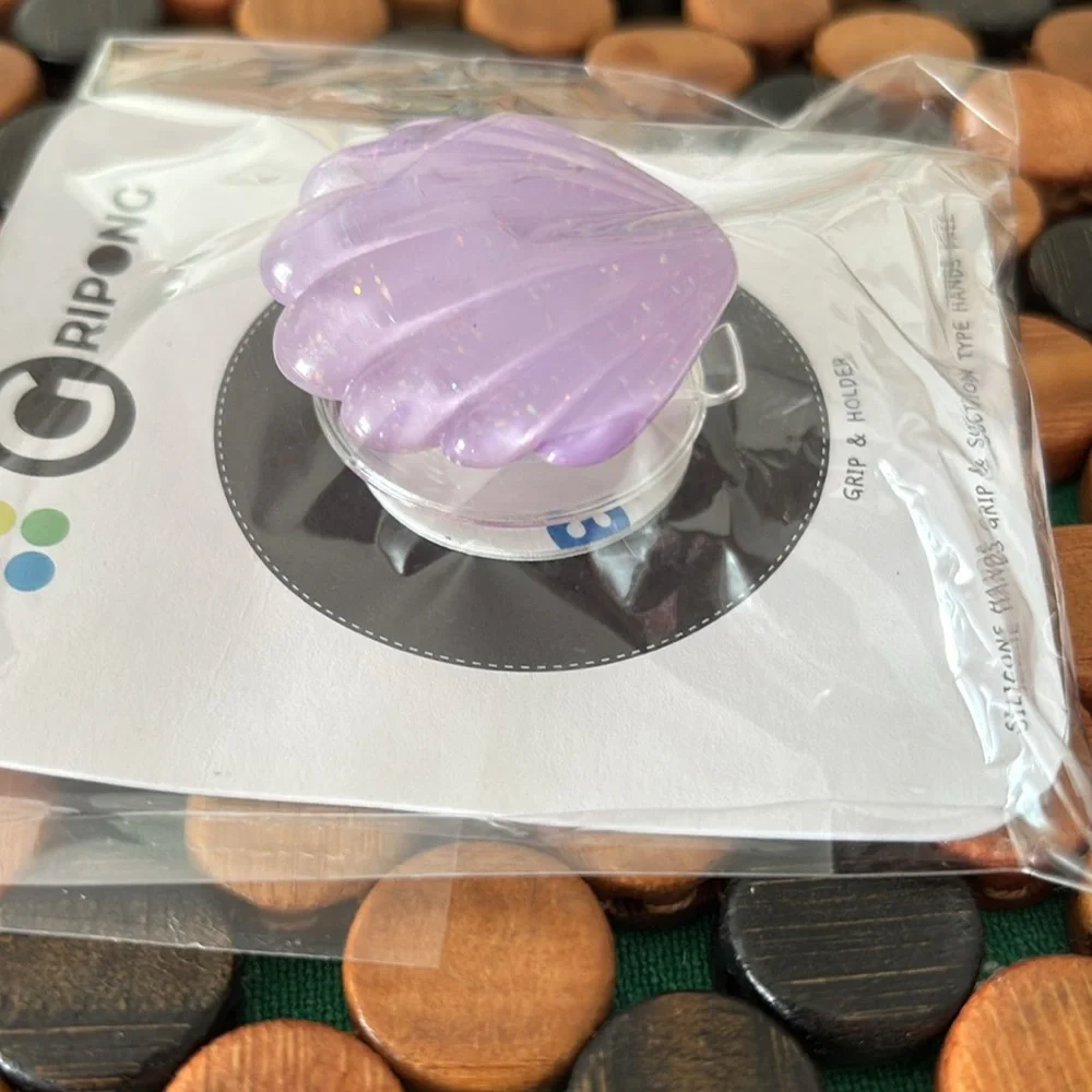 Gripong Purple Glittery Shell Phone Grip